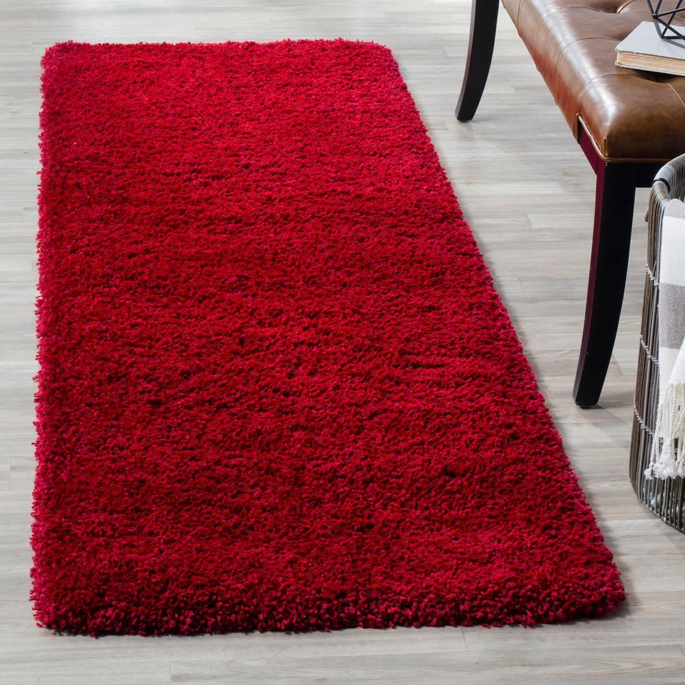 Shag SG151 Power Loomed Indoor Runner Rug - Red - 2'3"x7' - Safavieh.