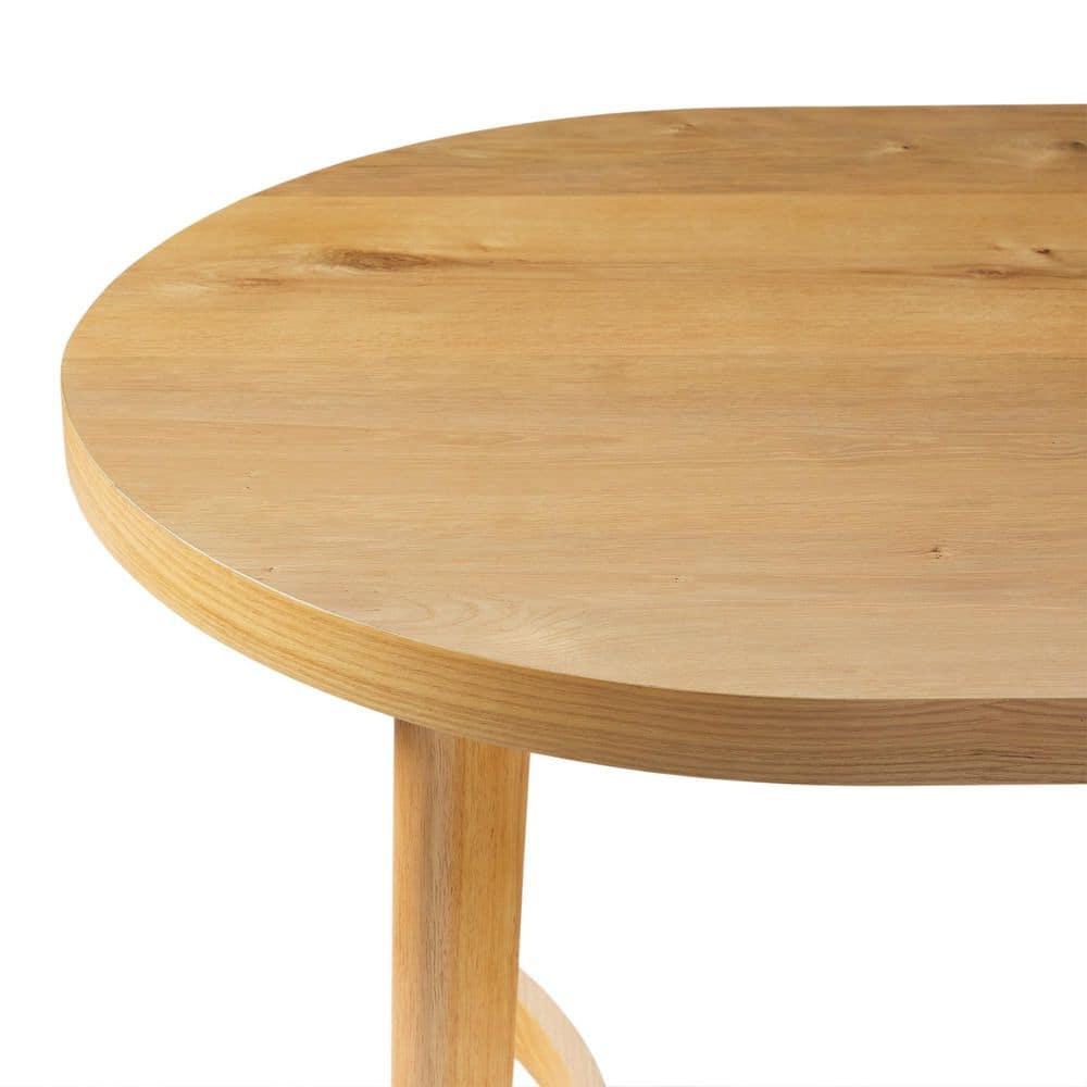 Walker Edison Modern Farmhouse Rustic Solid Oak Wood Oval Dining Table for 6 - White Oak