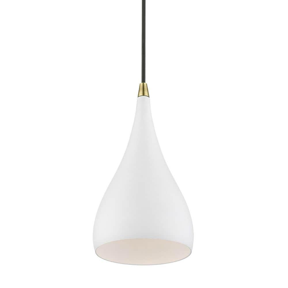 Livex Lighting Amador 1 - Light Pendant in  Textured White/Antique Brass