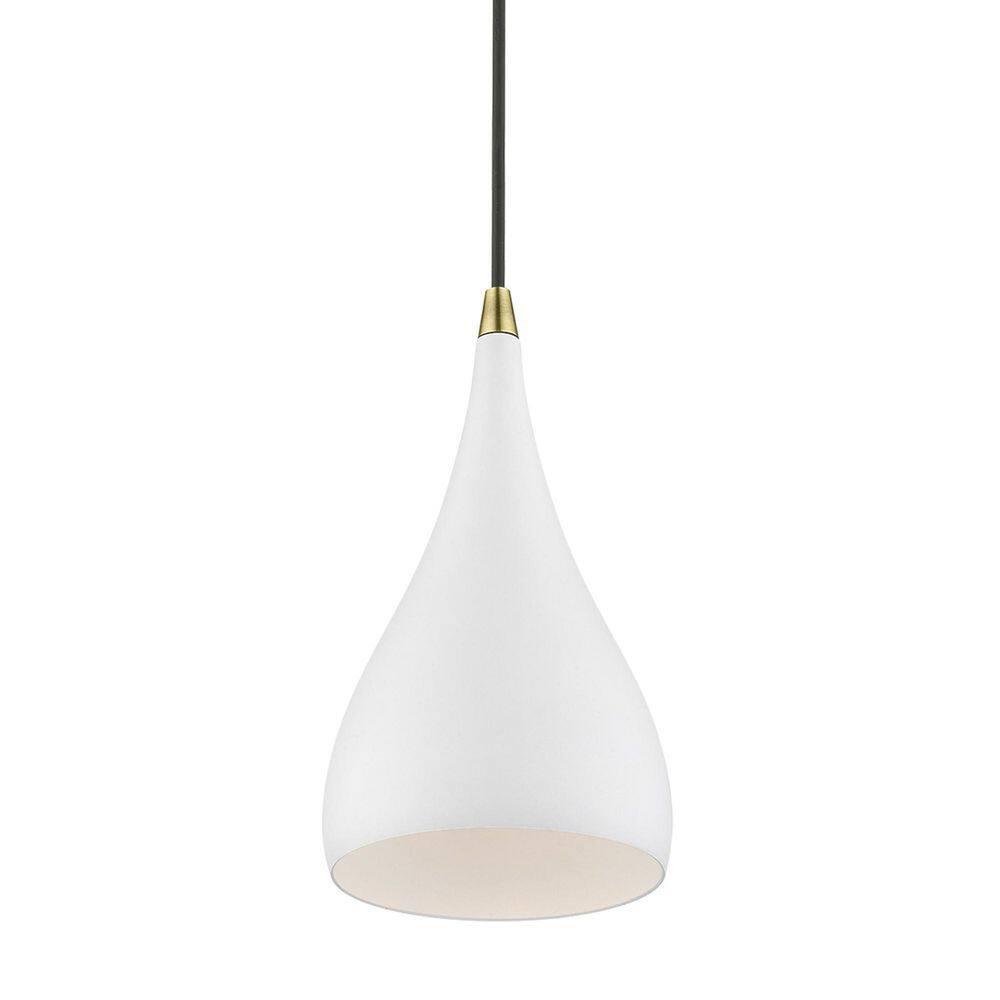 Livex Lighting Amador 1 - Light Pendant in  Textured White/Antique Brass