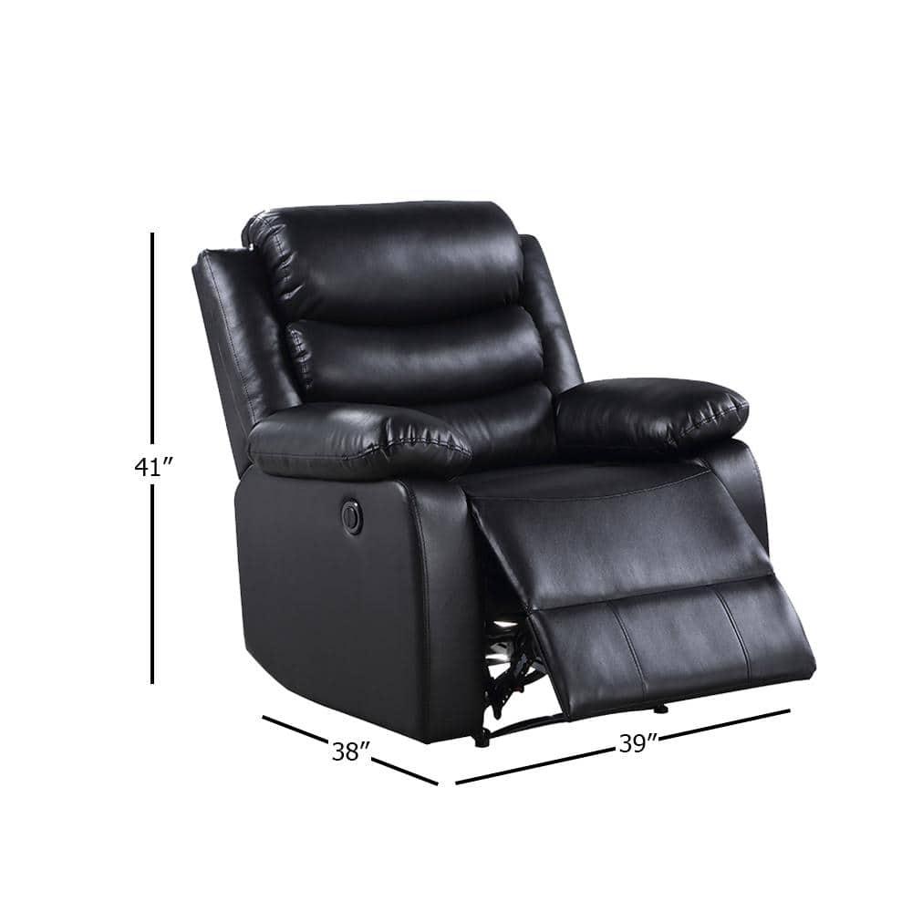 39" Eilbra PU Recliner Sofa Black- Acme Furniture