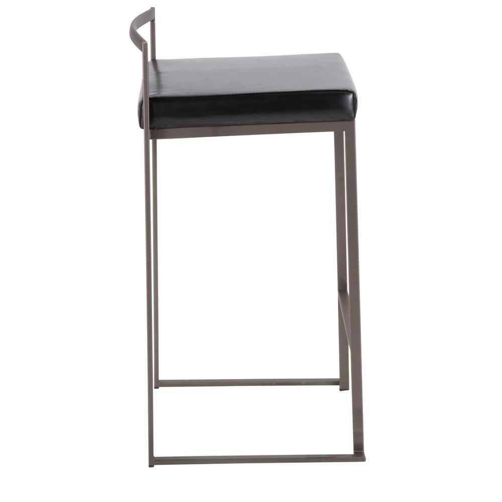 Set of 2 Counter Height Barstools Antique Coin Black - LumiSource: Upholstered Faux Leather, Metal Frame, No Assembly Required