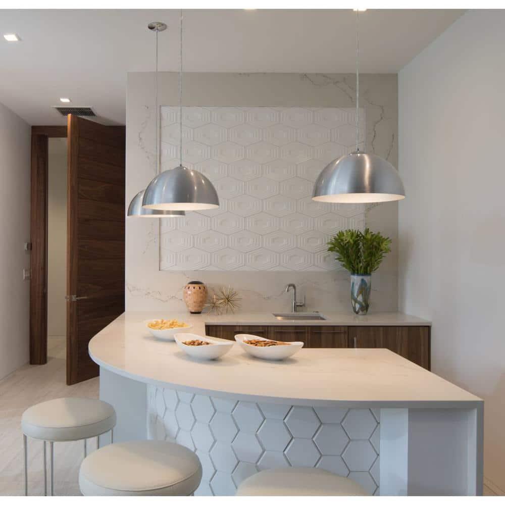 Progress Lighting Perimeter 1-Light Pendant, Brushed Nickel, White Interior Shade: Iconic modern design for kitchens and breakfast nooks.