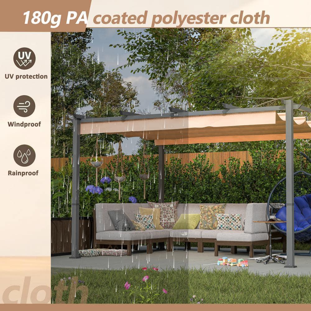Huisuilinss Kselythan 10'x10'/10'x13' Outdoor Pergola with Retractable Canopy, Aluminium Pergola Shelter, Modern Pergola for Porch Outdoor Party Garden Grill