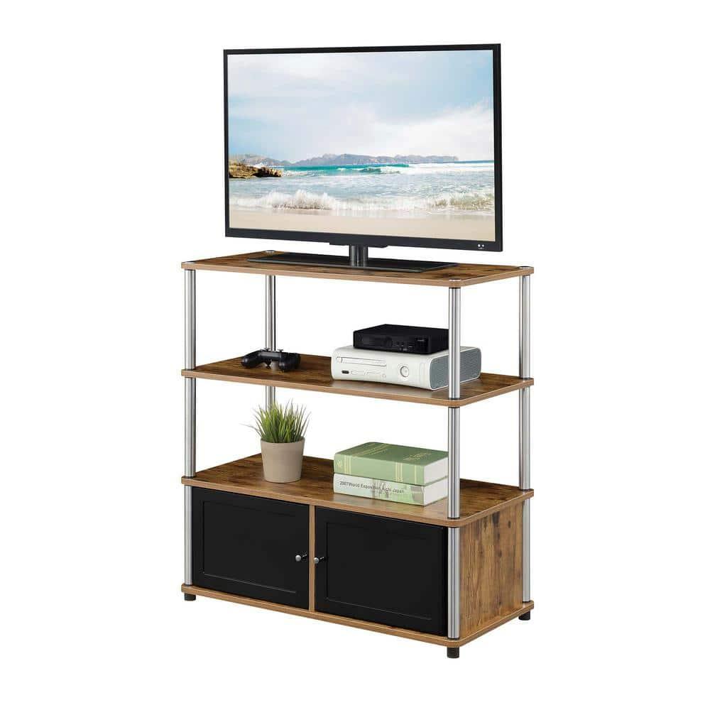 Convenience Concepts Designs2Go Highboy TV Stand with Storage Cabinets and Shelves for TVs up to 40 Inches, Barnwood