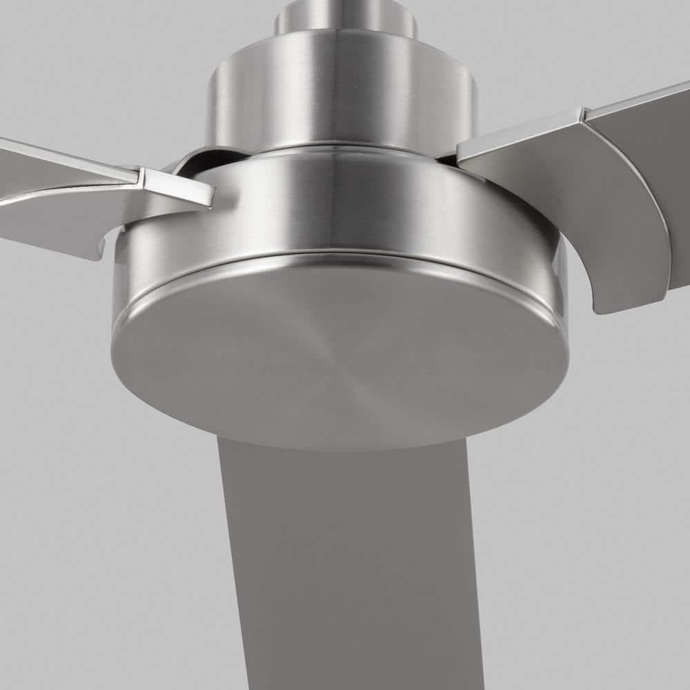 Generation Lighting Jovie 58-in Brushed Steel with Silver/American Walnut reversible blades Blades Propeller Ceiling Fan Without Light ( 3 -Blade )