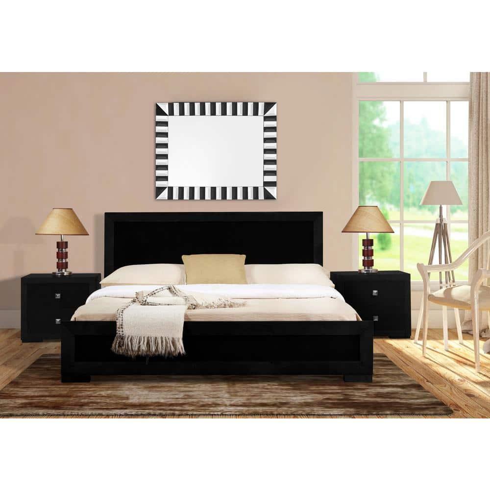 Camden Isle Trent Platform Bed | Paneled Headboard and Footboard | Full, Black