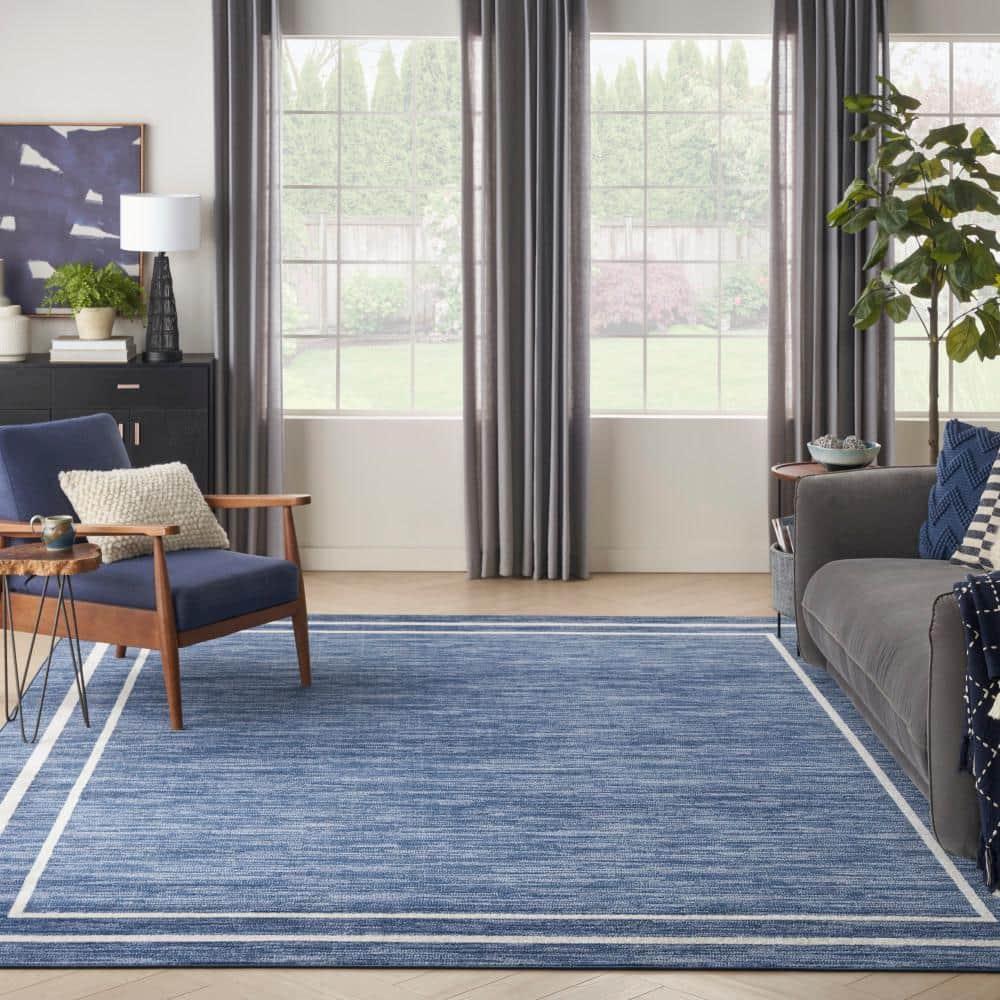 Nourison Essentials 10' x 14' Navy/Ivory Contemporary Indoor/Outdoor Rug