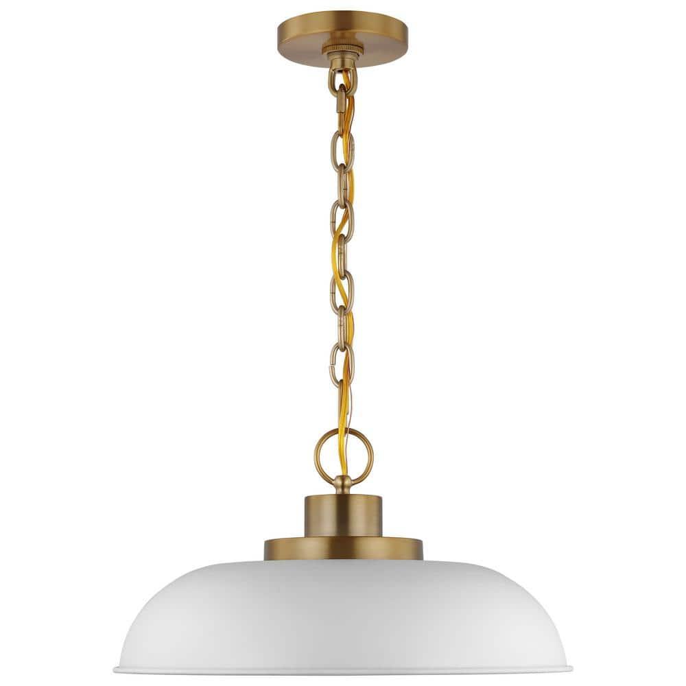 Nuvo Lighting Colony 1 Light Small Pendant Matte White with Burnished Brass