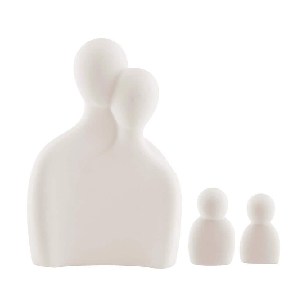 Wrought Studio™ Hans Cream Abstract Nesting Three Piece Family Of 4 Decorative Accent Matte Ceramic Sculpture Figure Set