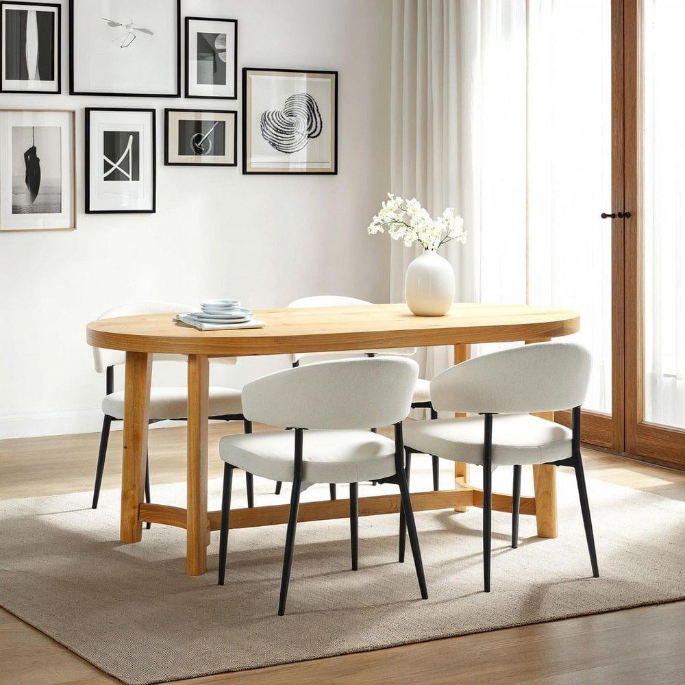 Walker Edison Modern Farmhouse Rustic Solid Oak Wood Oval Dining Table for 6 - White Oak