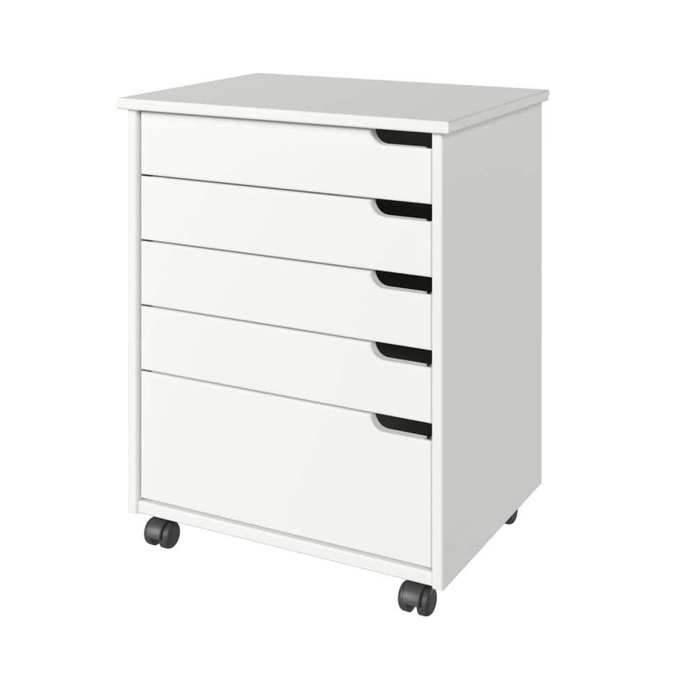 Adeptus Original Euro Roll Cart, Solid Wood, 4+1 Drawer Extra Wide Drawers Roll Carts, White