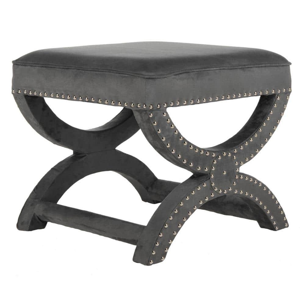Mystic Ottoman with Silver Nail Heads - Grey - Safavieh