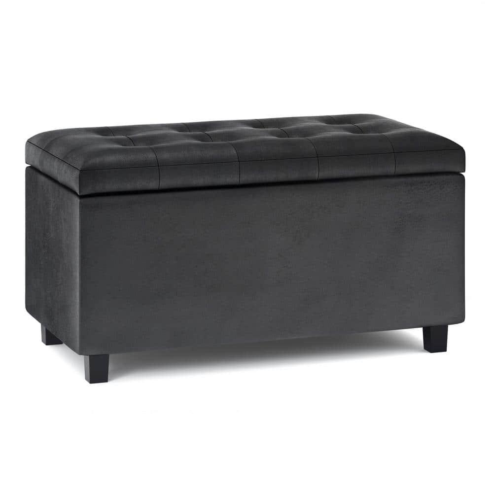 Simpli Home Cosmopolitan Faux Leather Ottoman