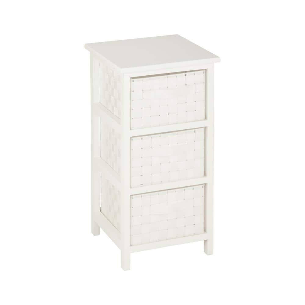 Honey-Can-Do 3 Drawer Chest White: Decorative Storage Drawers, Wood Surface, 24" Height, 12" Depth, 3 Shelves
