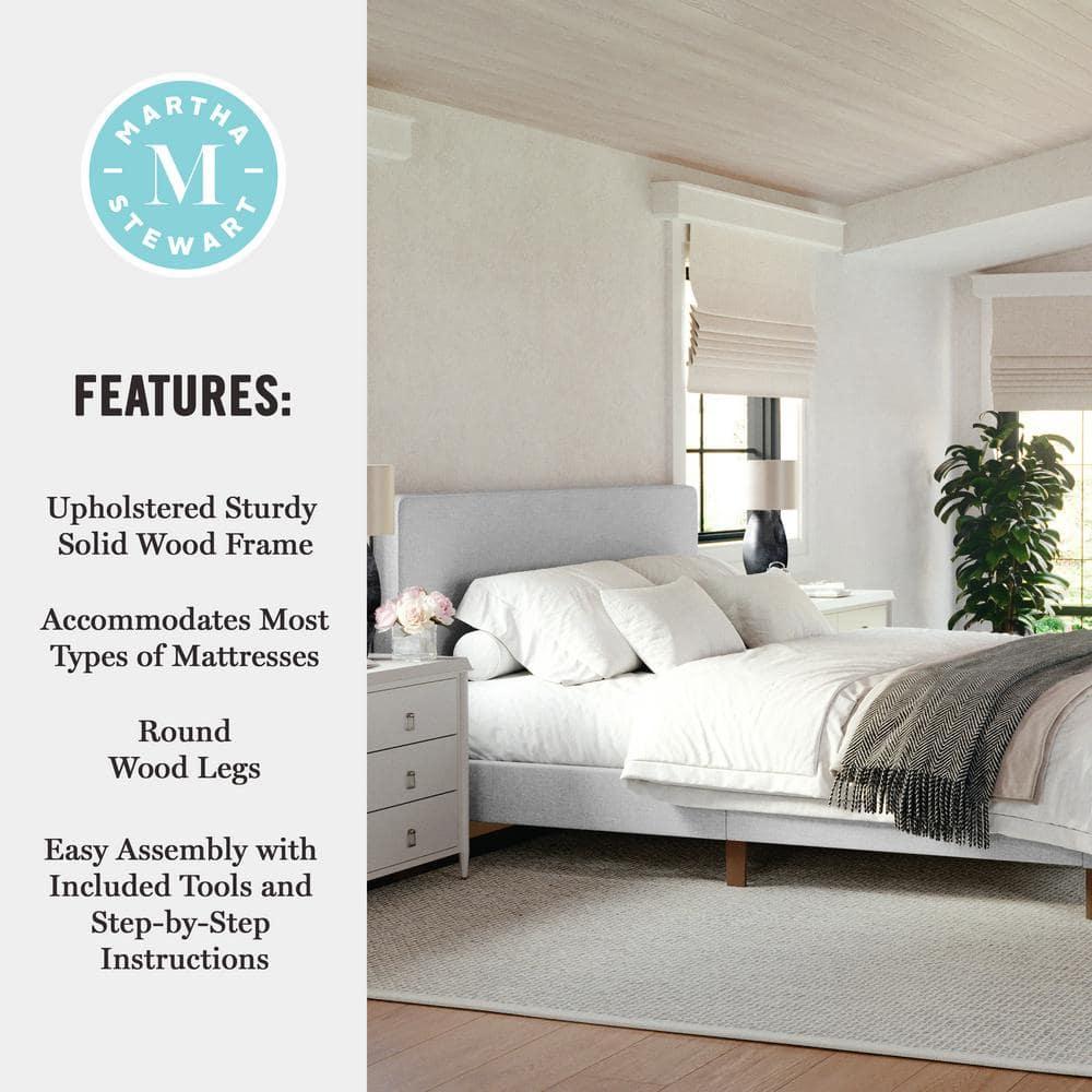 Martha Stewart Martha Stewart Britta Upholstered Platform Bed With Piped Detail Headboard