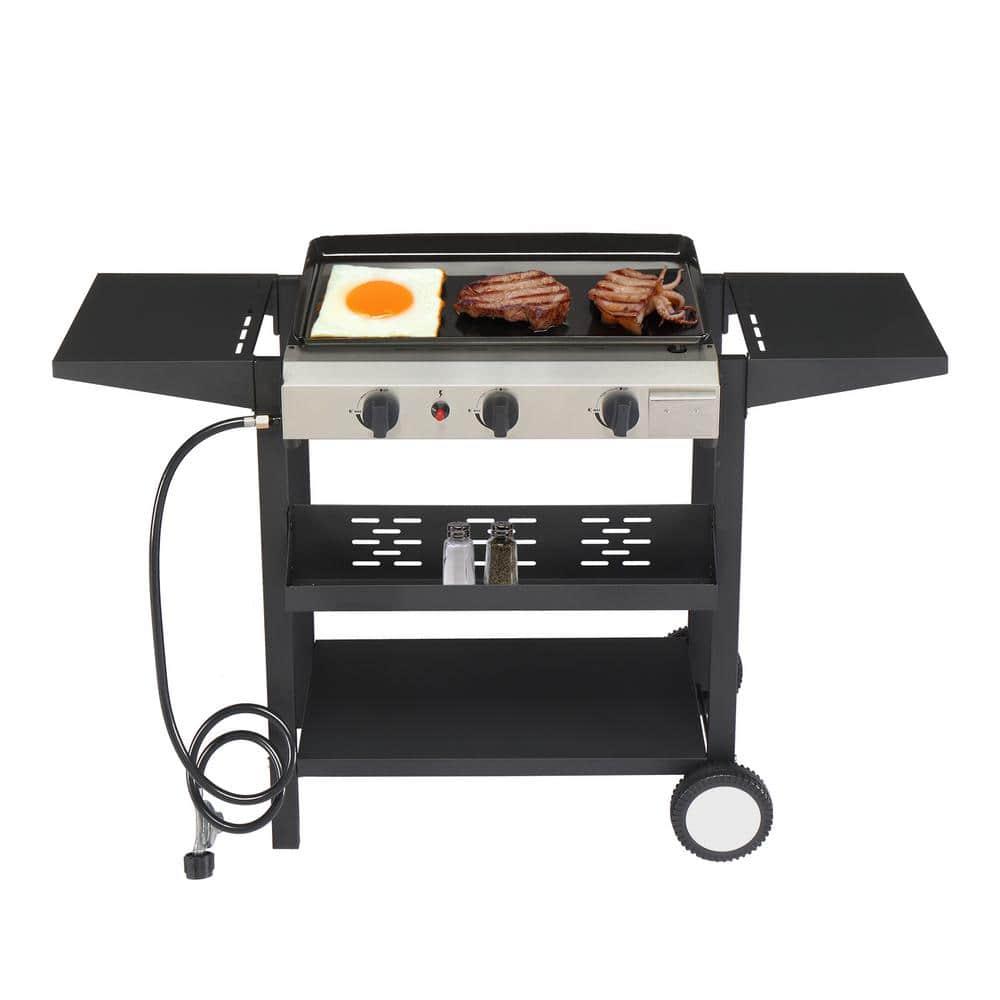 SKOK Portable 3-Burner Propane Flat-Top Gas Griddle for Outdoor, Camping, Patio, Garden