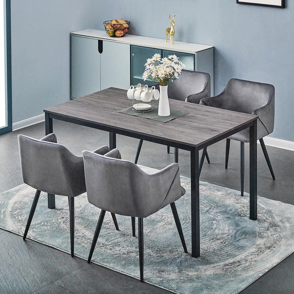 Homycasa 55 IN Dining Table Wood Top in Marble White Gold Legs
