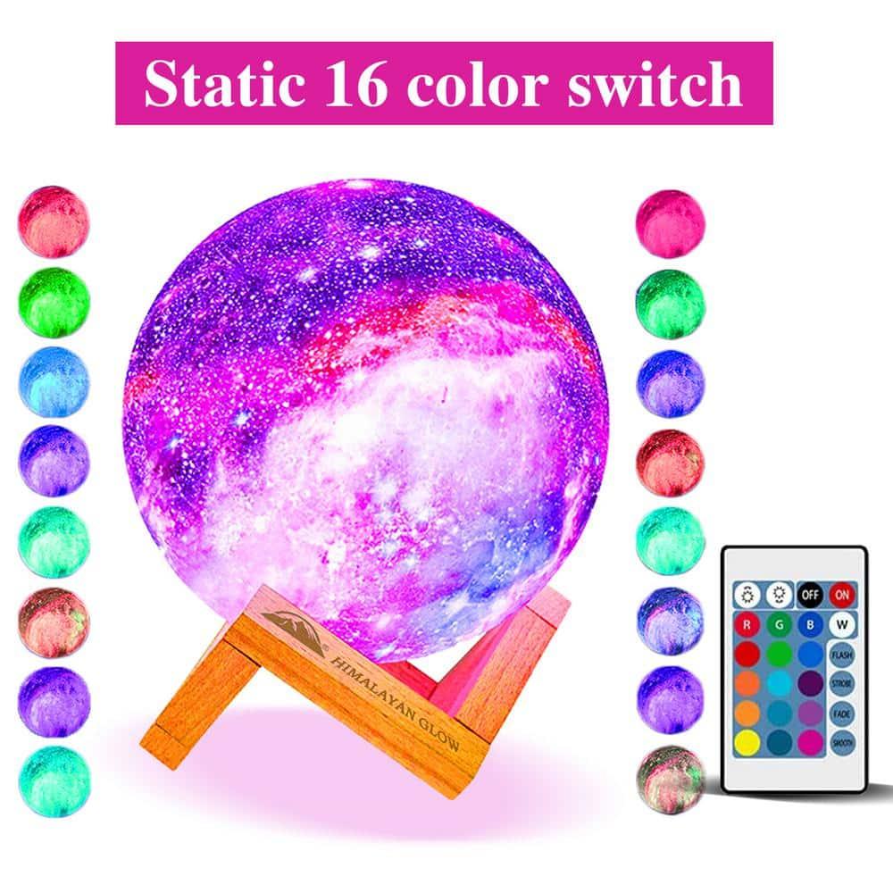 WBM LLC Himalayan Glow 3D galaxy Moon Lamp, 16 Multi-Color LEDs, Unique Idle Gift for Girls, Women