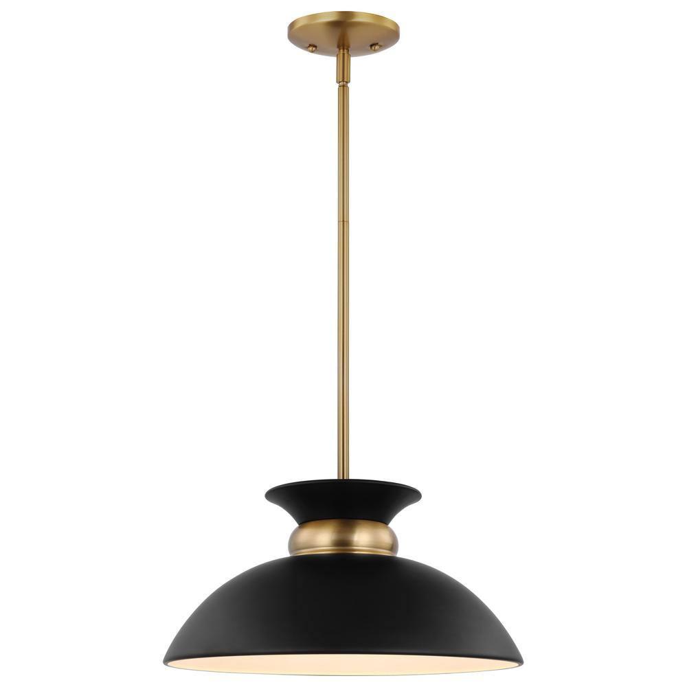 Nuvo Lighting Perkins 1 Light Small Pendant Matte Black with Burnished Brass