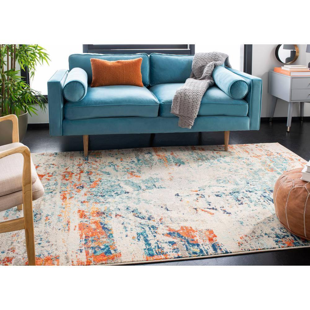 SAFAVIEH Madison Brooke Vintage Abstract Area Rug, Cream/Orange, 6' x 9'