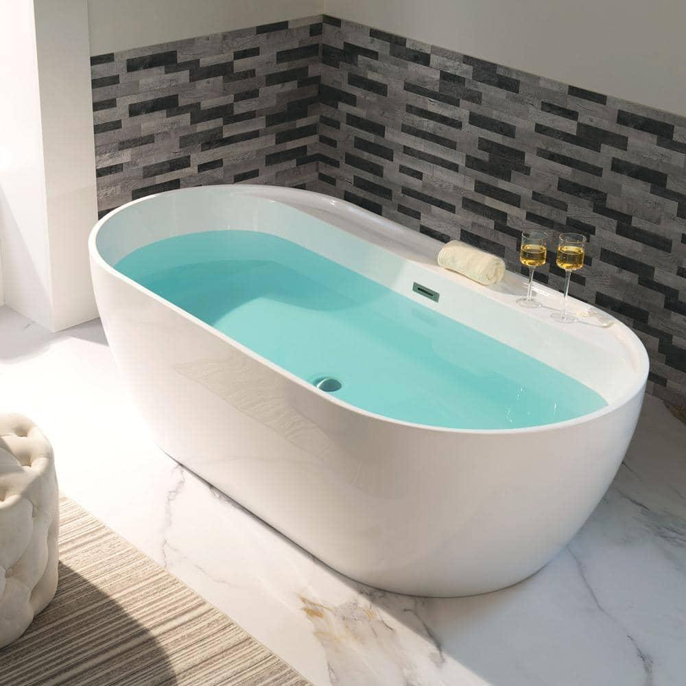 72'' x 35.375'' Freestanding Acrylic Double Ended Bathtub with Wide Rim