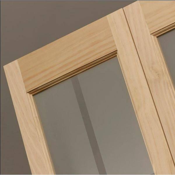 American Wood 837320 24 x 80 in. Full Glass Mission Bifold Door, Unfinished Pine