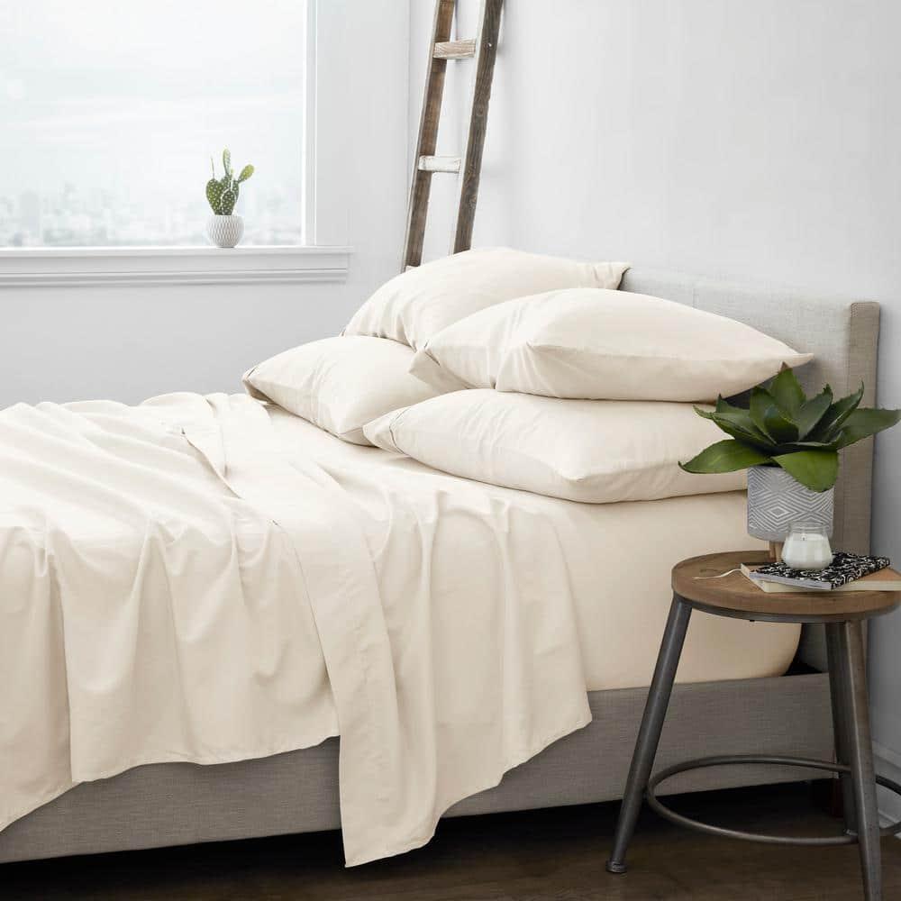 Ivory Full Double Brushed Microfiber 4-Piece Sheet Set