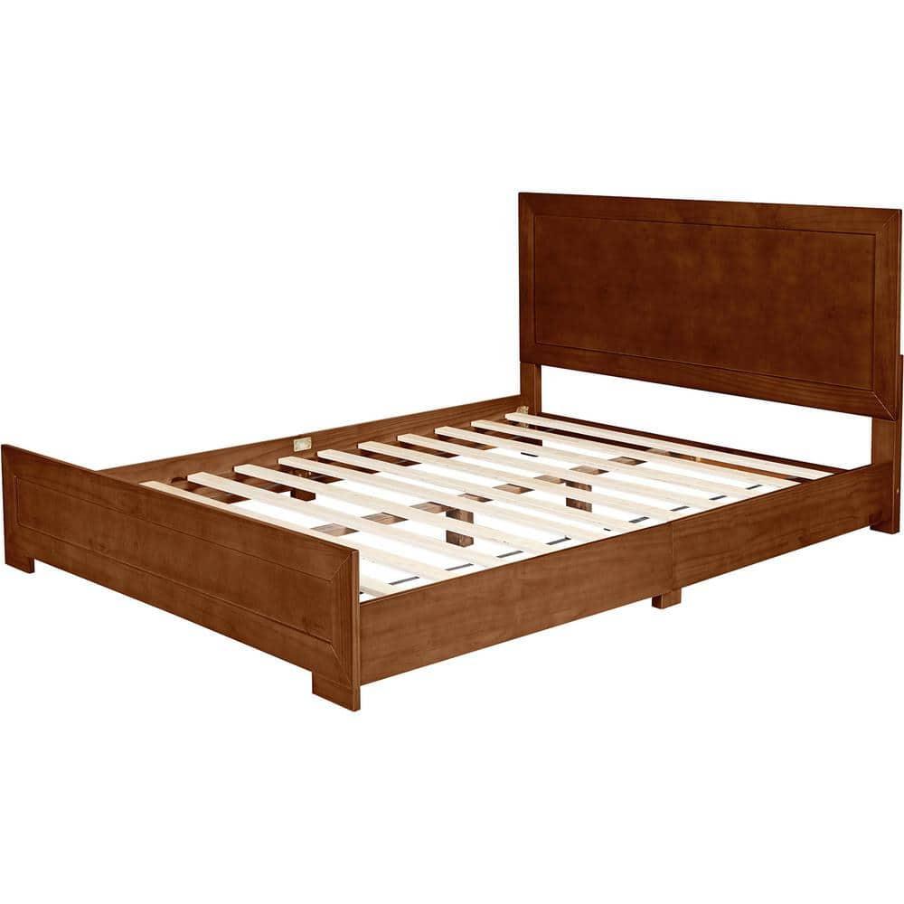 Camden Isle Oxford Platform Bed | Paneled Headboard | Low Profile | Queen, Walnut