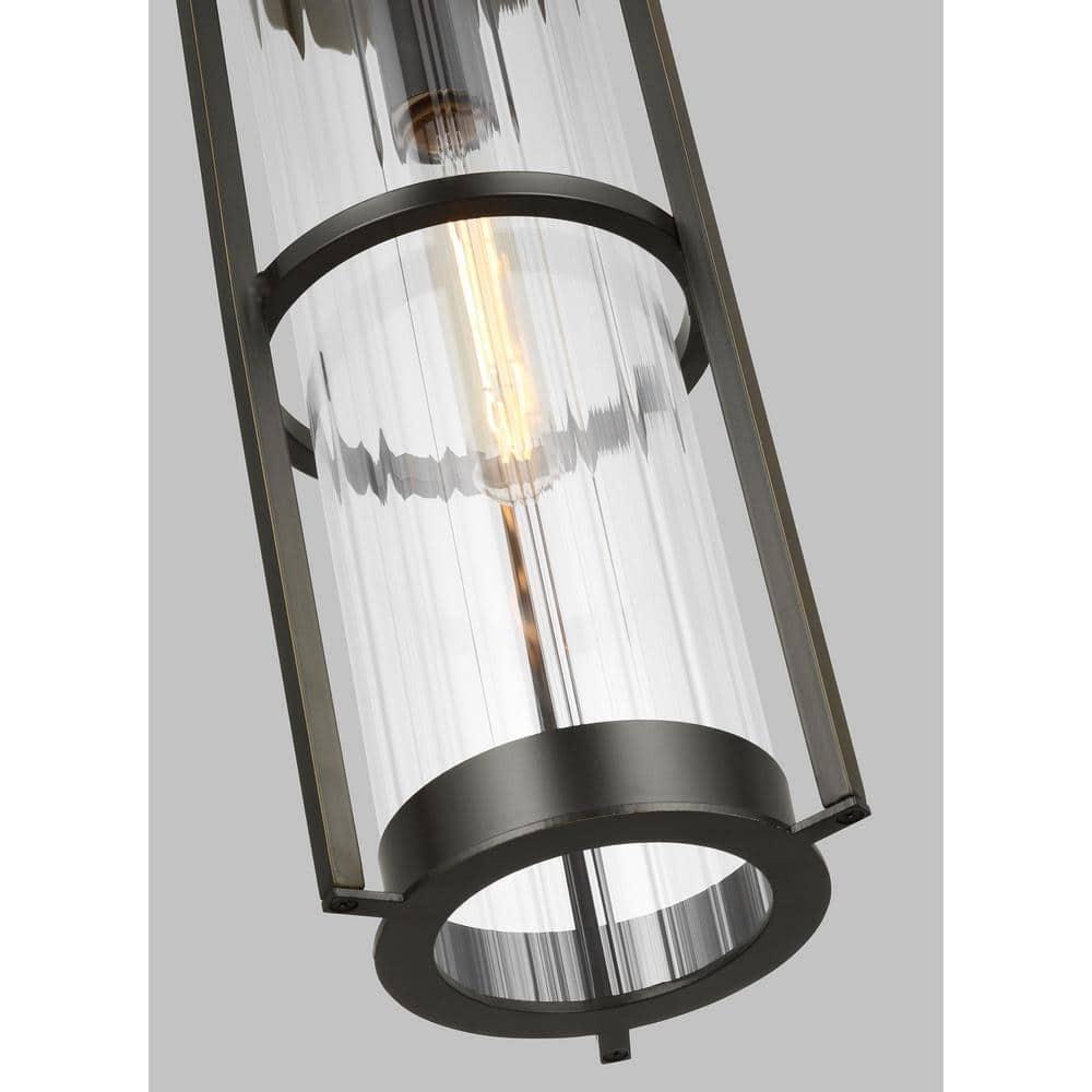 Antique Bronze 61.5" Outdoor Pendant with Clear Fluted Glass Shade