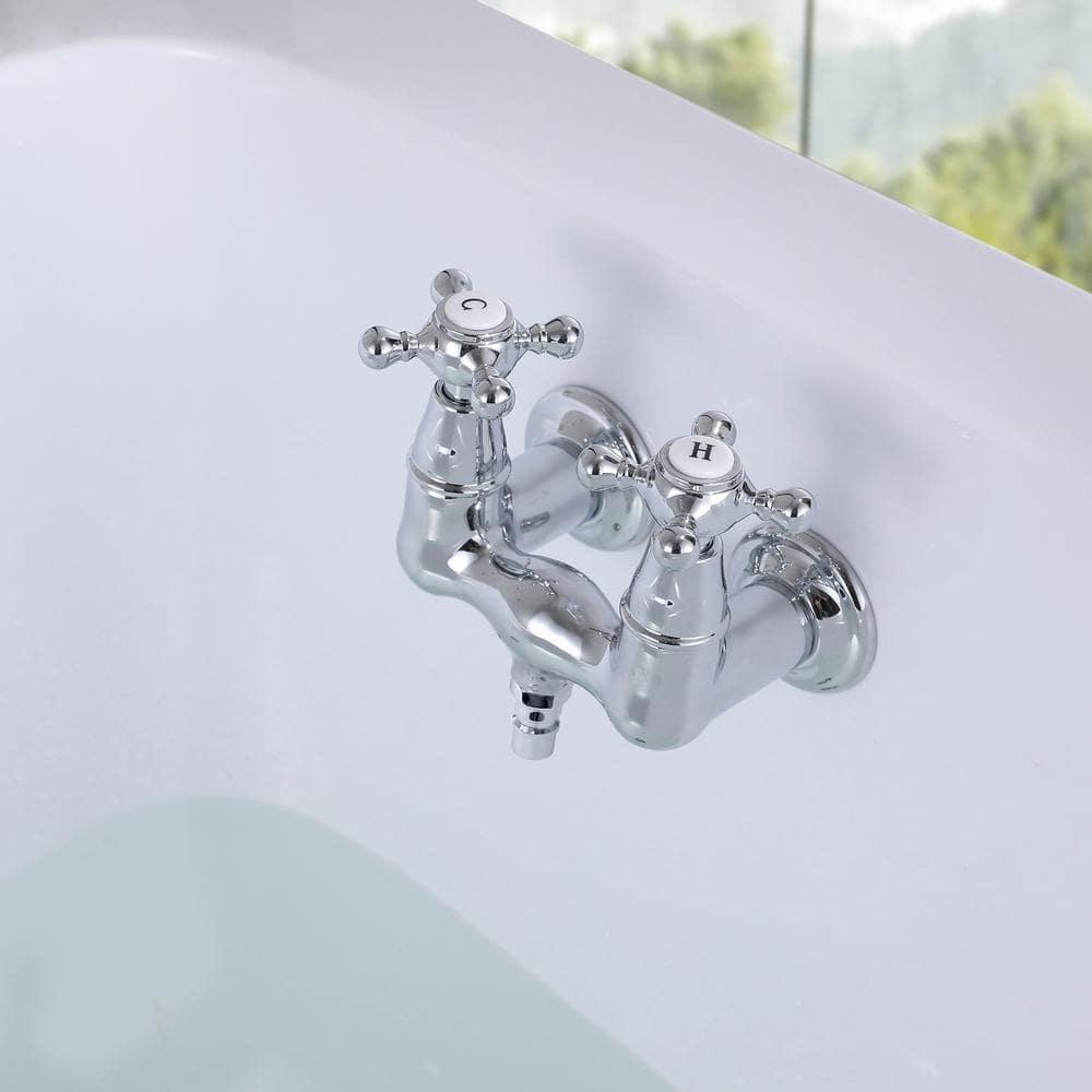 SUMERAIN Wall Mount Tub Faucet Vintage Leg Tub Filler 3-3/8 Inch Center High Flow Chrome