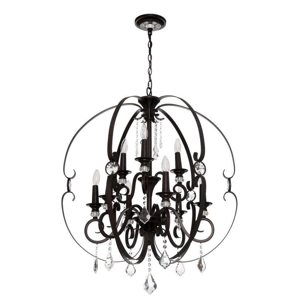 Ella 2 Tier - 9 Light Chandelier in Brushed Etruscan Bronze