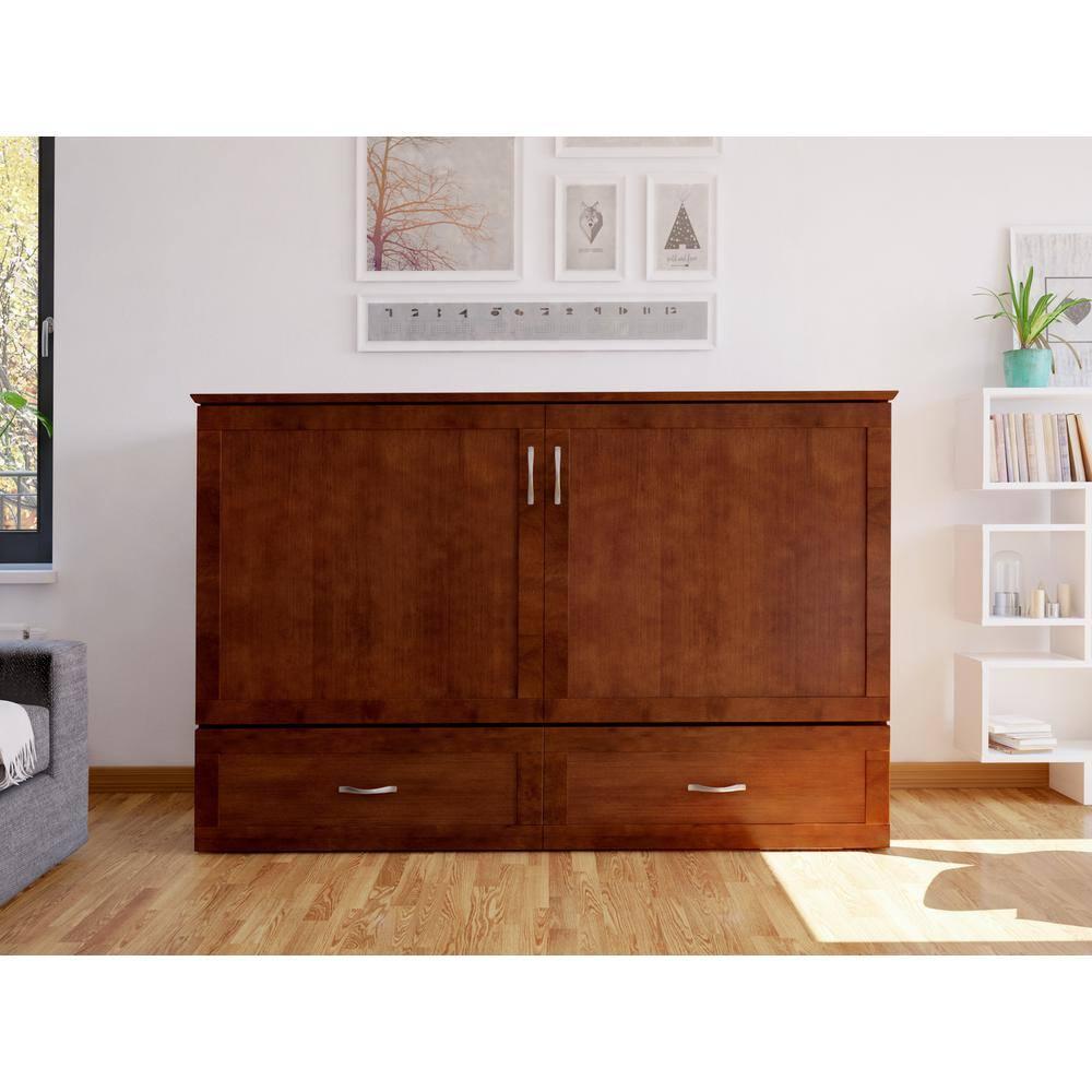 Queen Hamilton Murphy Bed Chest with Folding Mattress - AFI: USB Turbo Charger, Storage