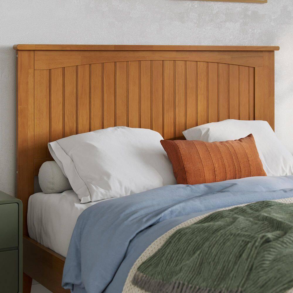 AFI Naples Full Solid Wood Low Profile Platform Bed with Matching Footboard, Light Toffee