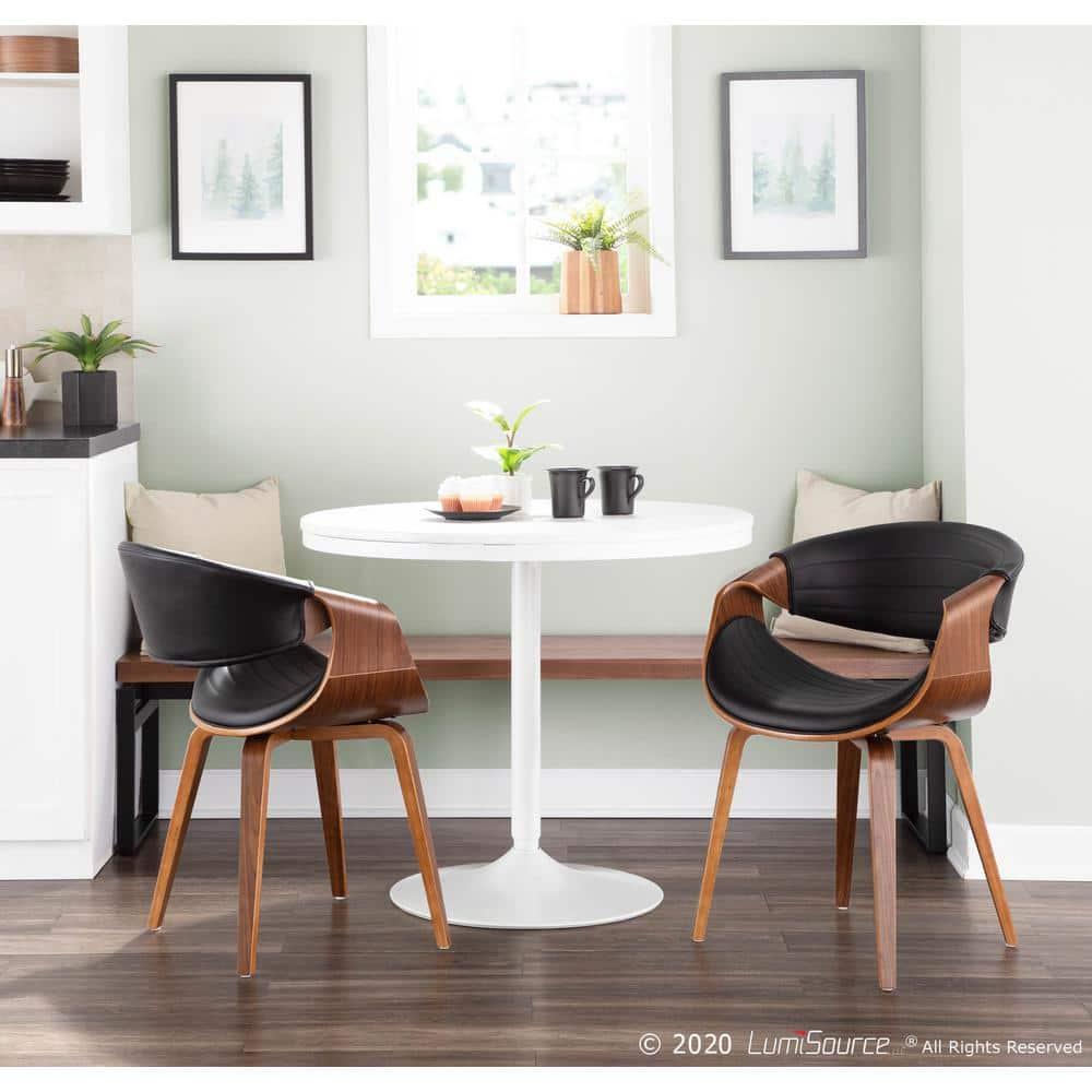LumiSource Symphony Mid Century Modern Dining/Accent Chair Black: Upholstered, Wood Frame, Faux Leather