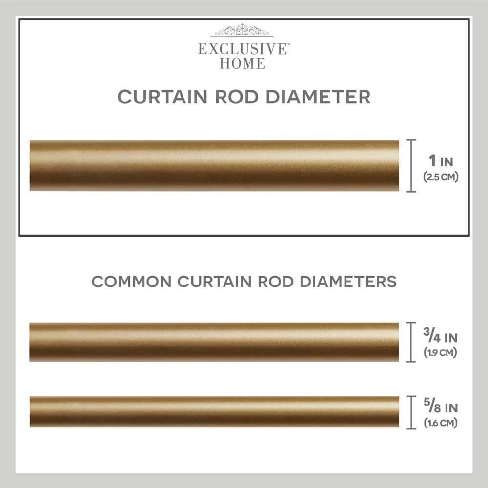 EXCLUSIVE HOME Peony 1" Curtain Rod and Coordinating Finial Set, Gold, Adjustable 36"-72"