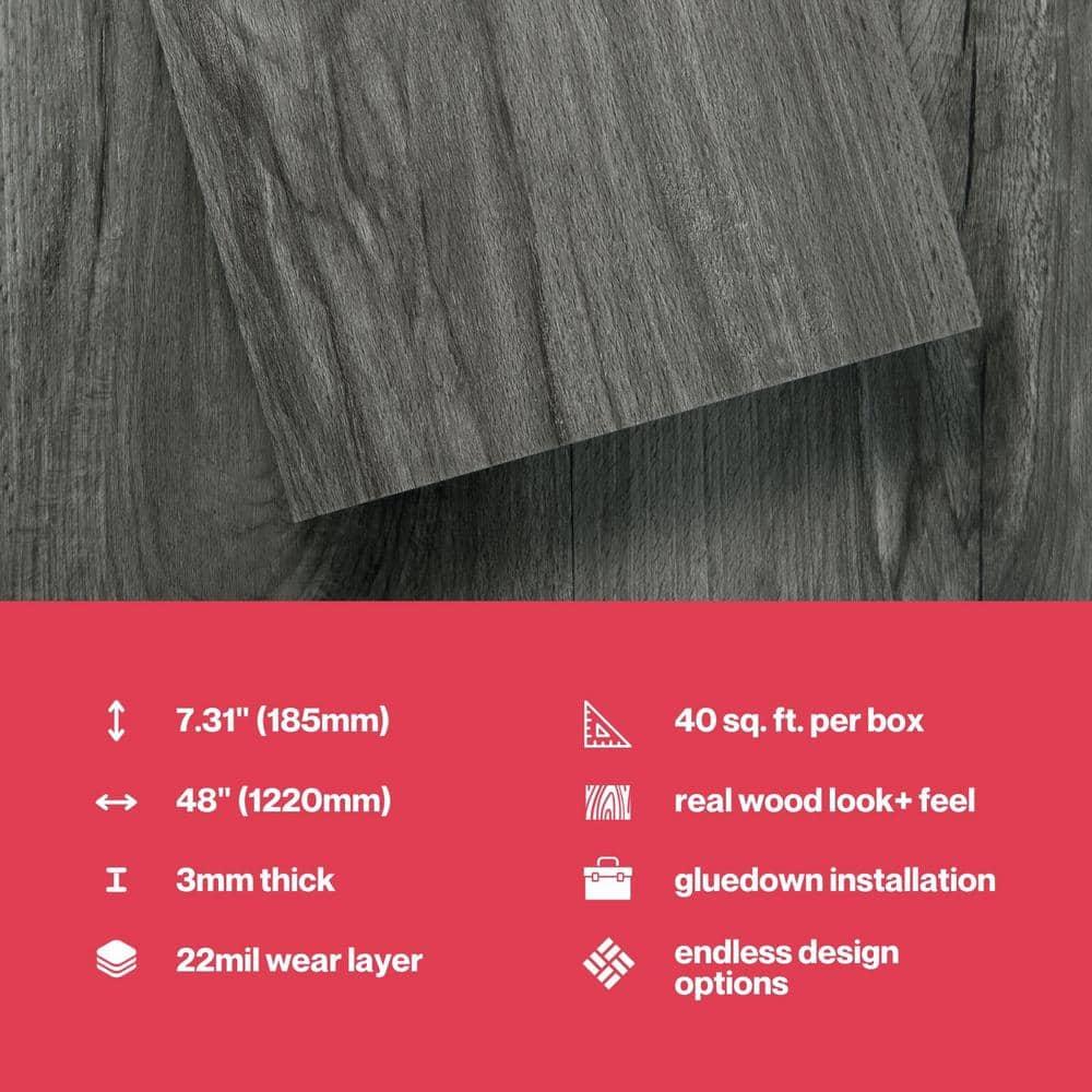 Lucida USA GlueCore Classic 22mil x 7.3" W x 48" L Glue Down Vinyl Tile Flooring