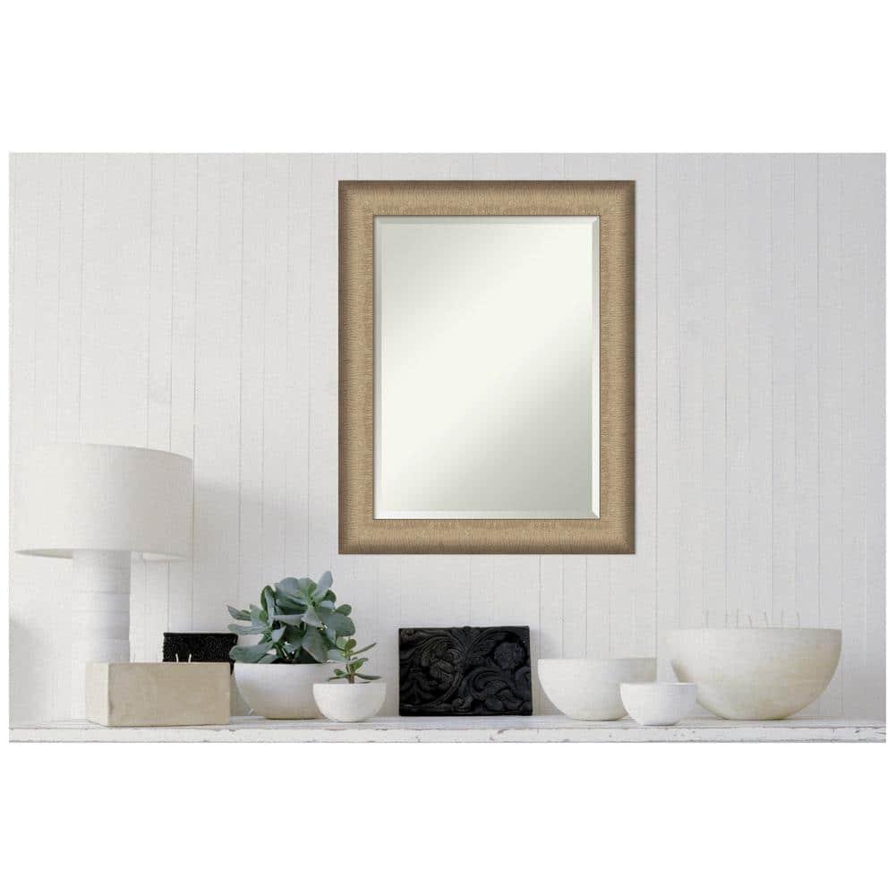 Amanti Art Beveled Bathroom Wall Mirror - Elegant Frame Elegant Brushed Bronze Outer Size: 23 x 29 in Copper