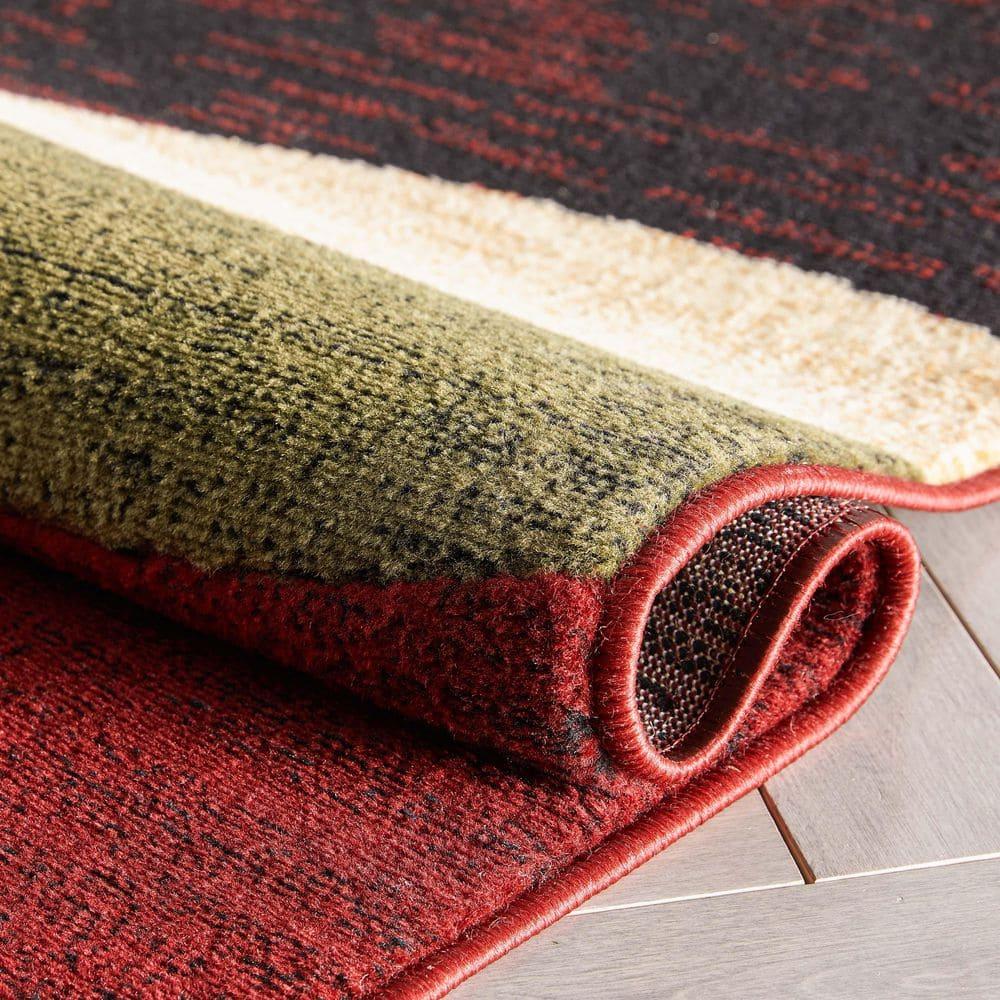 Well Woven 5 x 7 (ft) Loomed Polypropylene Red Rectangular Indoor Geometric Mid-Century Modern Area rug