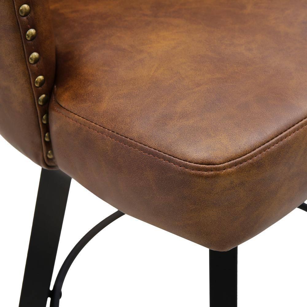 Dycanpo 26" Tall Counter Height Bar Stools Set of 4 with Back Faux Leather for Home Kitchen, Brown