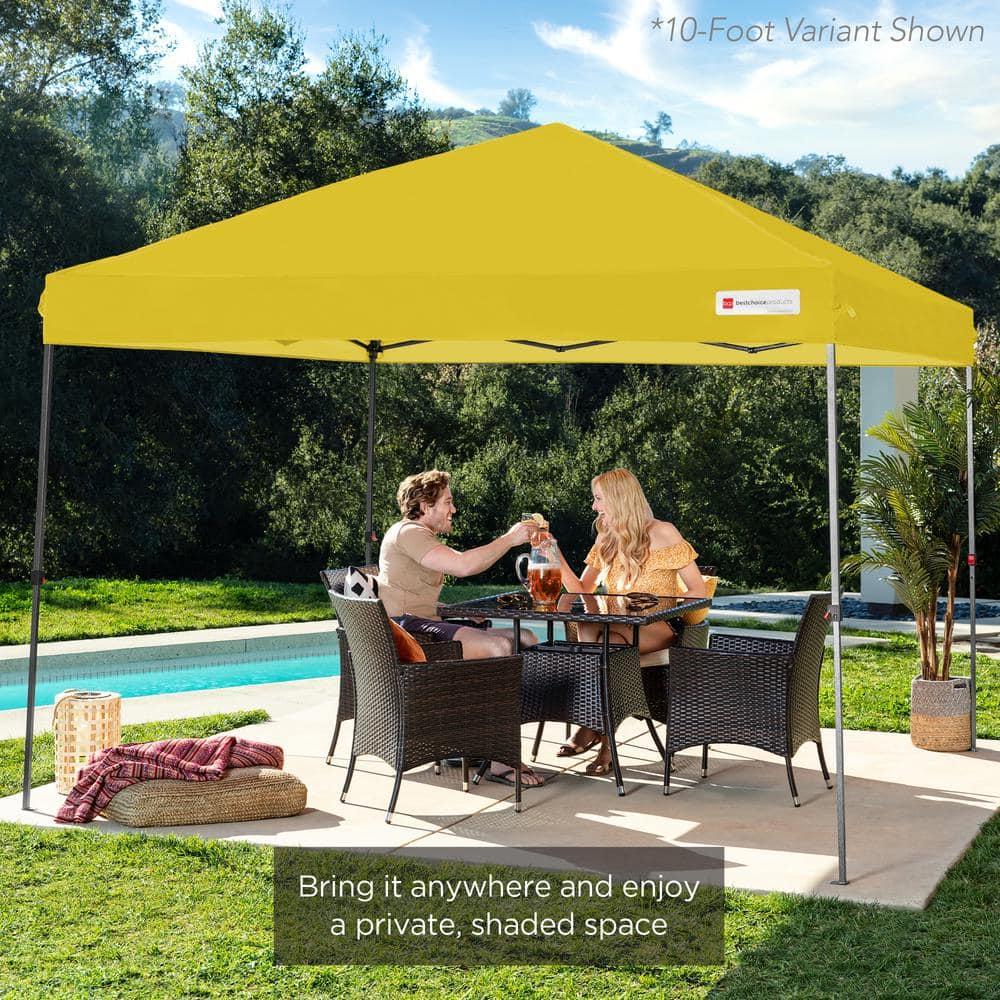 Best Choice Products 12x12ft Easy Setup Pop Up Canopy w/ 1-Button Setup, Wheeled Case, 4 Weight Bags - Yellow