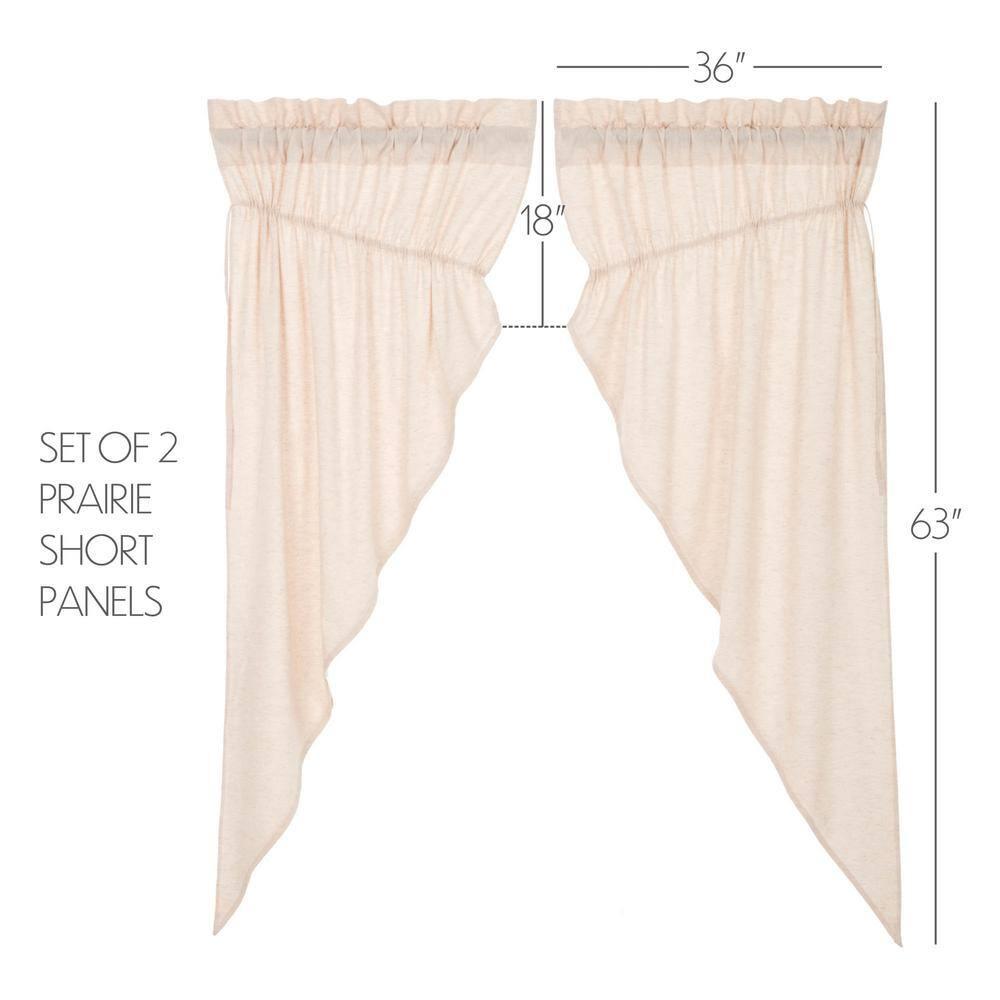 Natural Creme Cotton Linen Light-Filtering Prairie Curtain Panels