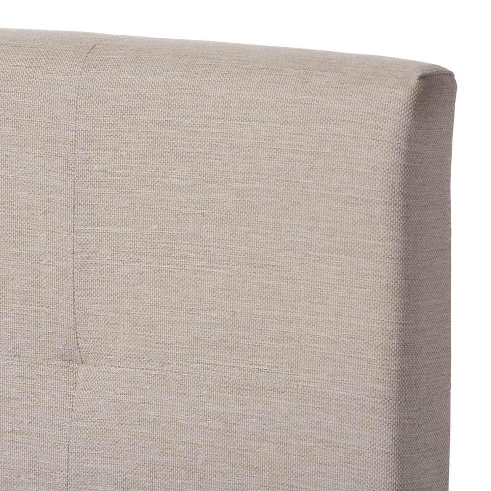 Baxton Studio Queen Brookfield Modern and Contemporary Fabric Upholstered Grid Tufting Bed Beige: MDF Frame, Polyester Fill, Requires Assembly