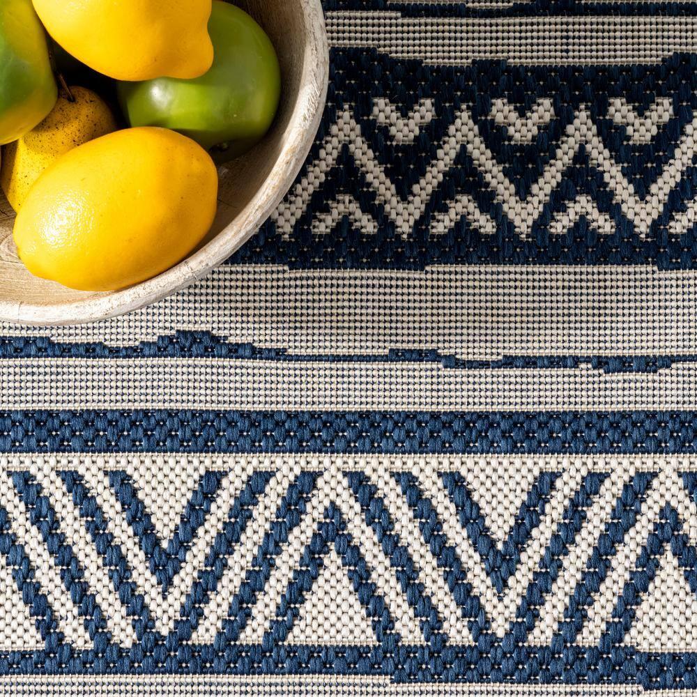 4'x6' Abbey Geometric Striped Indoor and Outdoor Area Rug Navy - nuLOOM: Low Pile, Rectangle, Polypropylene & Polyester