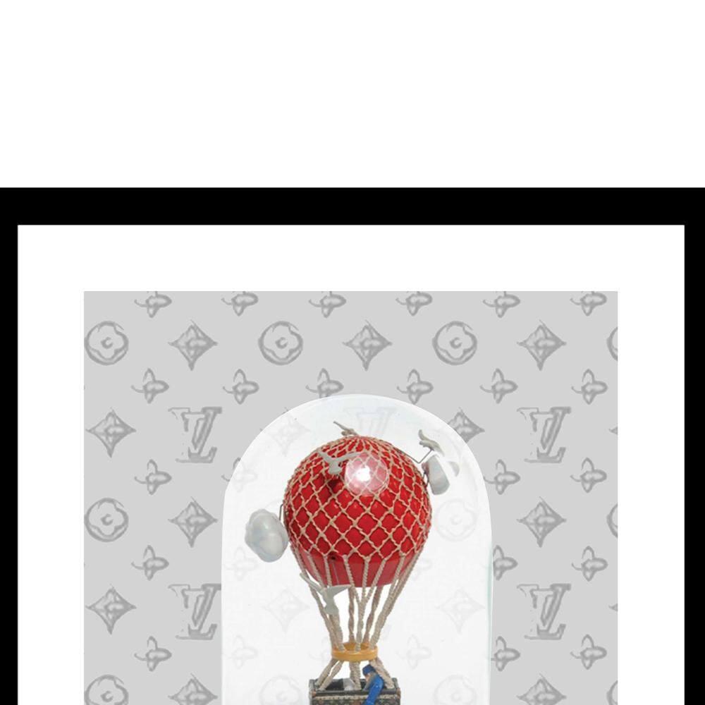 Hot Air Balloon Flying High Fashion Designer Snow Globe - Framed Print