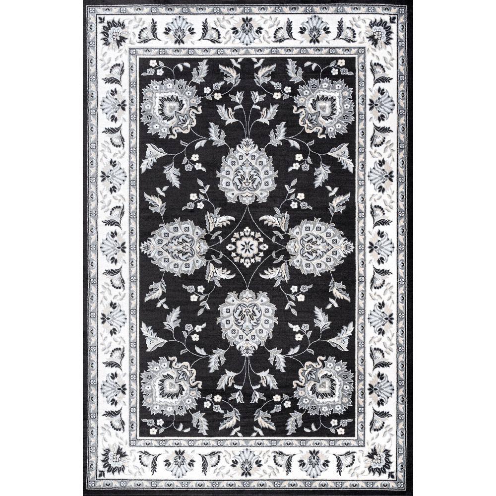 5'x 8' Cherie French Cottage Area Rug, Black/Cream - JONATHAN Y