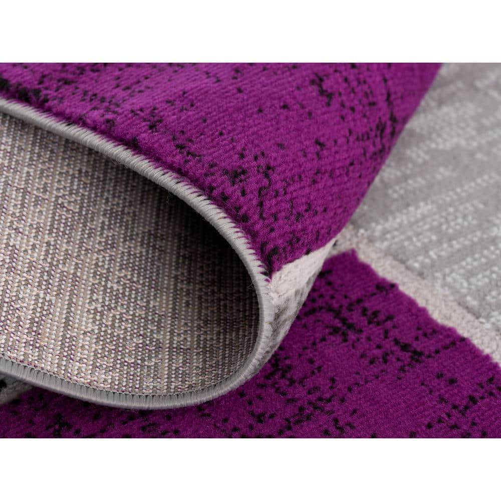 Alfombra Rectangular Geométrica Púrpura Verena de 5' x 7' para Entrada, Sala de Estar, Comedor, etc.