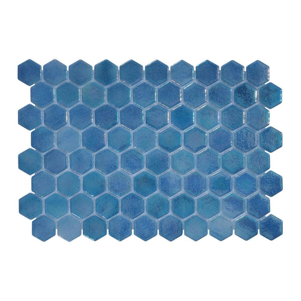 Glass Tile Love White Hot Love 11 in. X 16.325 in. Hexagonal Glass Mosaic Tile (10.76 sq. ft./case), Ideal for Kitchen Tile, Backsplash Tile, Bathroom Tile, and Pool Tile