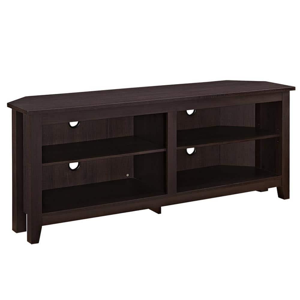 58" Transitional MDF Corner TV Stand - Espresso