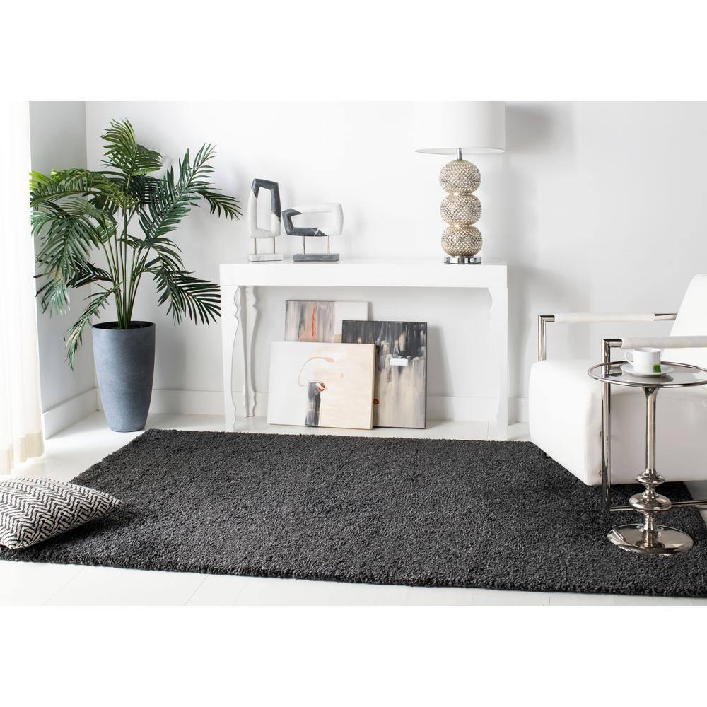 August Shag 900 AUG900 Power Loomed Indoor Area Rug - Charcoal - 5'3"x5'3" - Safavieh
